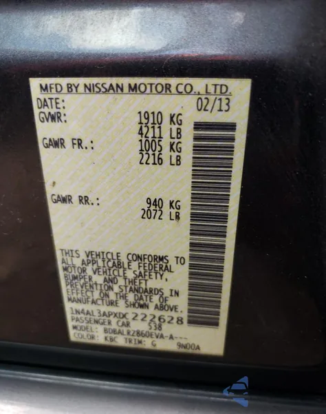 2013 Nissan Altima 2.5 from USA, damaged, VIN 1N4AL3APXDC222628
